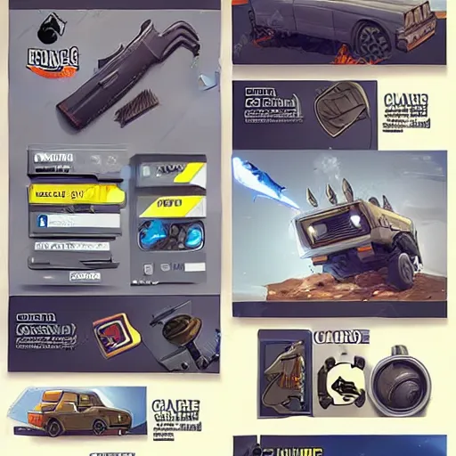 Image similar to car engine, car parts concept, card, comic page, realistic fortnite, ui card