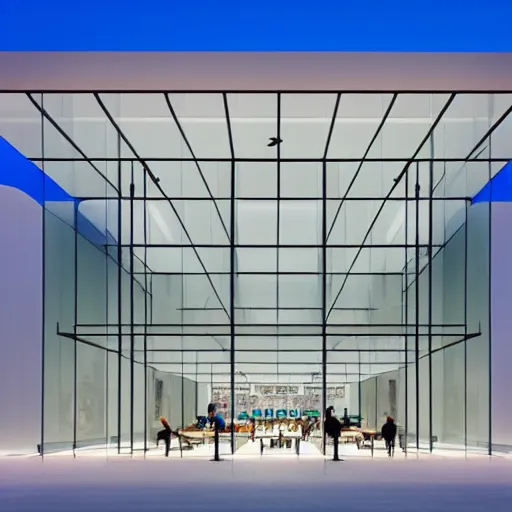 Prompt: marketing photo of an Apple store designed by Saha Hadid,