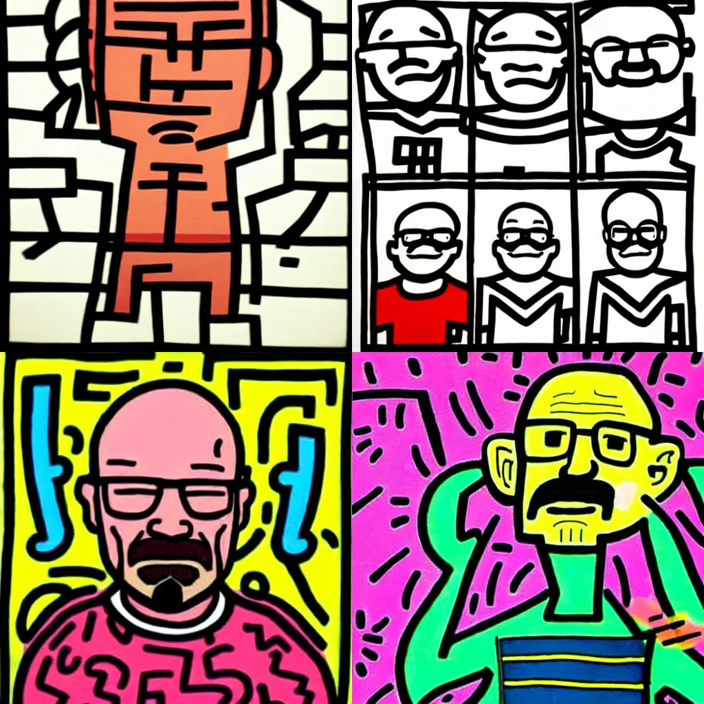 Prompt: Walter White in the style of Keith Haring