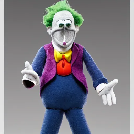 Image similar to krusty the clown as a muppet. highly detailed felt. hyper real photo. 4 k.