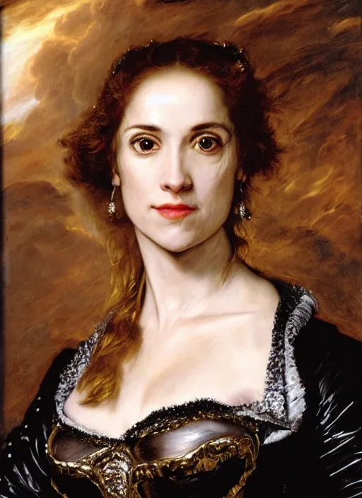 Image similar to , , amy jo johnson dressed as cat woman ,, Dramatic, Edge, Good, Infused, Backlight, De-Noise, VFX, insanely detailed and intricate, hypermaximalist, facial ,elegant, ornate, hyper realistic, super detailed, by Anthony Van Dyck, by Ivan Shishkin, by John Constable