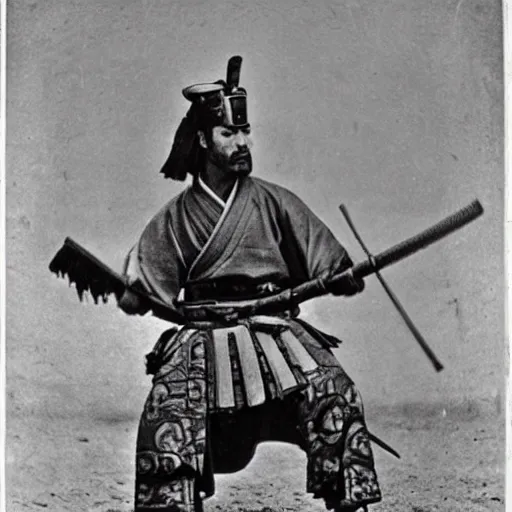 Prompt: samurai posing before the sphynx. in egypt giza. 1 8 6 3.