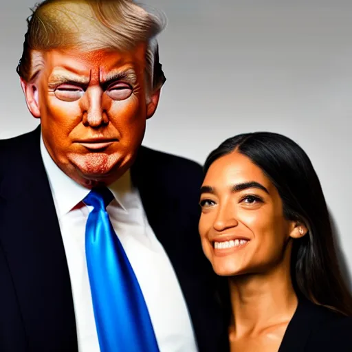 trump and aoc hugging each other in a friendly manner | Stable Diffusion