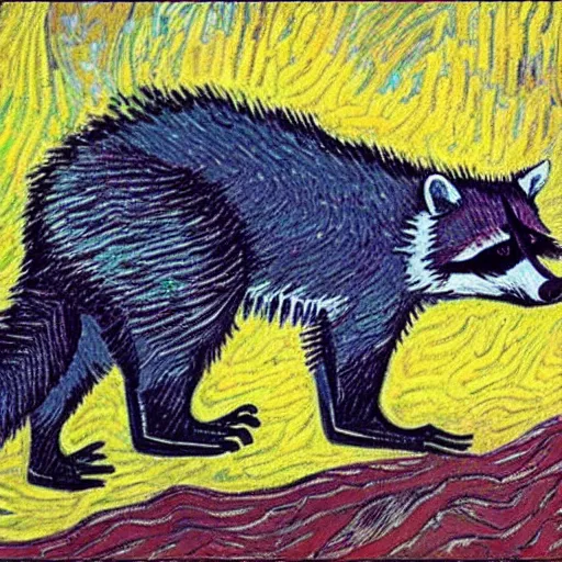 Image similar to raccoon in the style of Vincent van Gogh