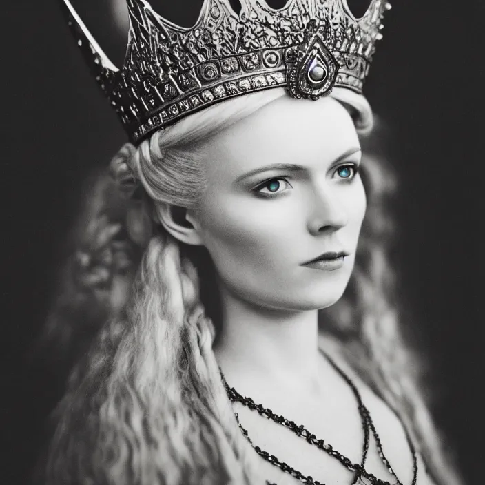 Image similar to photograph of a very beautiful nordic queen, with ornate cloack, extremely detailed. dslr. 3 5 mm.