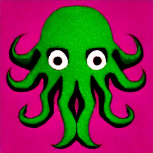 Image similar to a cute cthulhu icon drawn in the style of rockwell kent