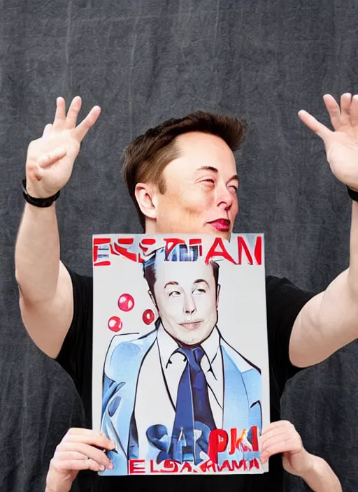 Image similar to elon musk dakimakura advertisement, best selling on etsy