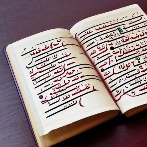 Image similar to a journal written in nonsense writing, arabic script, thai script, written in journal with pen