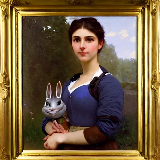 Prompt: A portrait of Judy Hopps by William-Adolph Bouguereau and John Signer Sargent, oil painting of Judy Hopps by Bouguereau