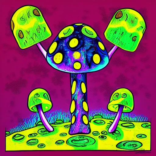 Image similar to trippy mushroom, by justin guse details, instagram digital, artstation