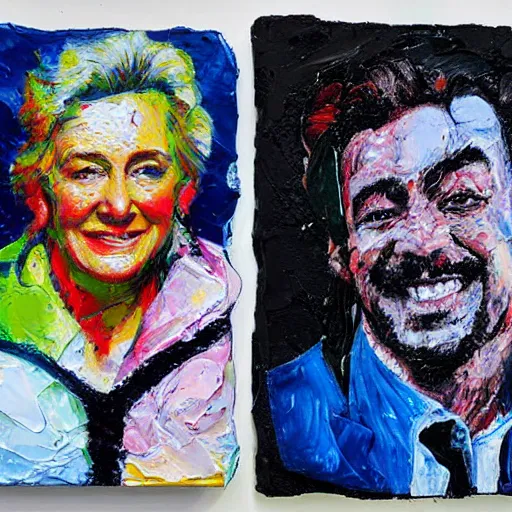 Image similar to oil paint impasto reliefs of famous people