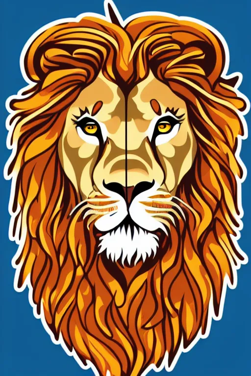 Image similar to Portrait of a lion, anime, sticker, colorful, illustration, highly detailed, simple, smooth and clean vector curves, no jagged lines, vector art, smooth