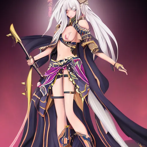 Prompt: a new unique goddess anime character in armor high res, beautiful, dark