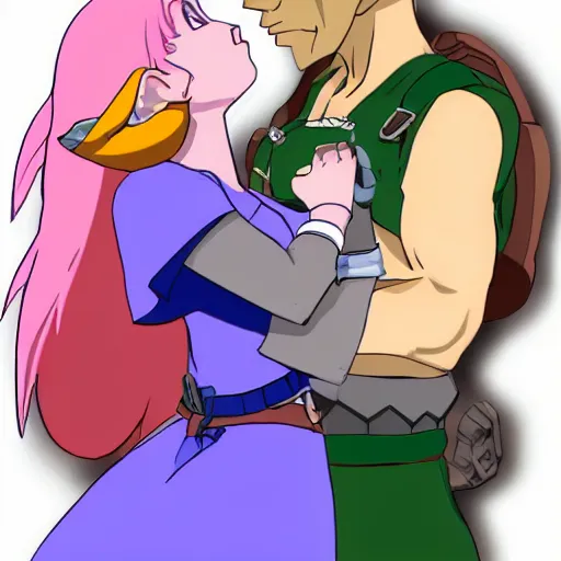 Image similar to female link and malon kissing