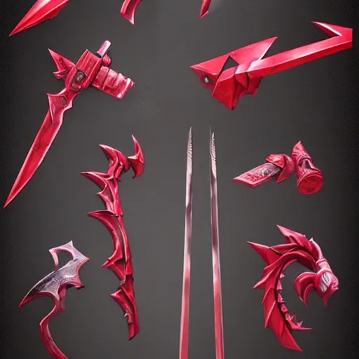 Prompt: final fantasy 7 hyper realistic ruby weapons, highly detailed.