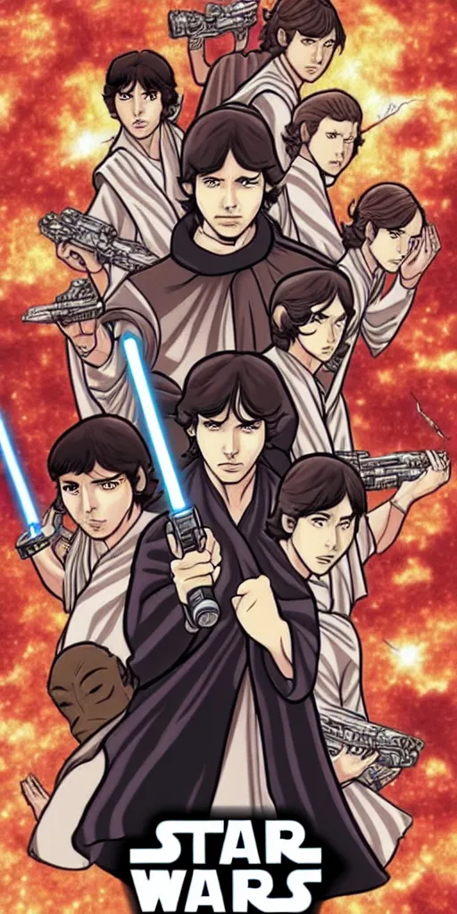 Prompt: star wars movie poster in manga style