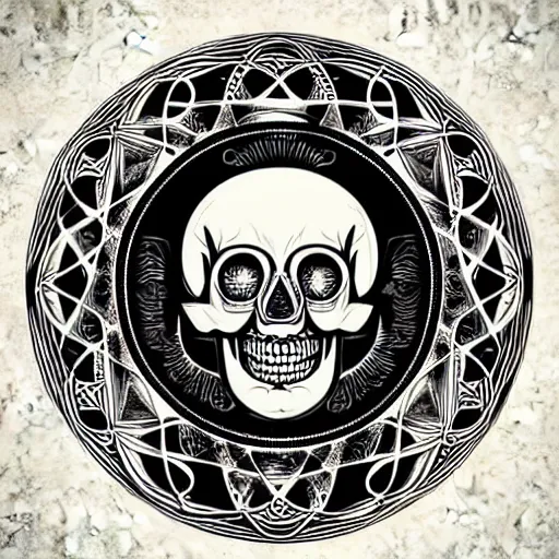 Image similar to sacred geometry skull illustration, ornate ritual occult illustration diagram, detailed