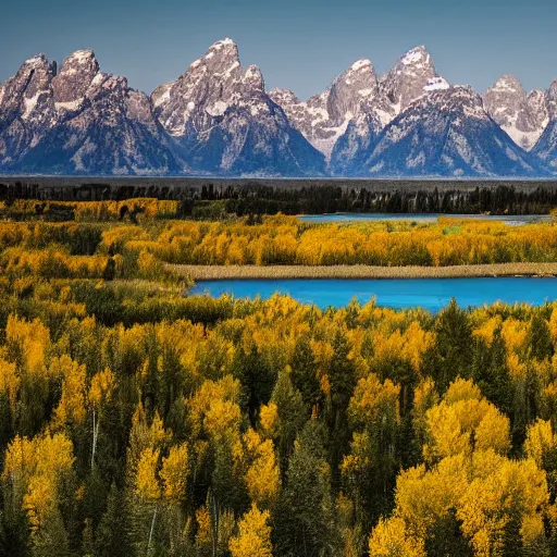 Image similar to grand teton national park, eye - level view!!!!, 4 k photorealism, trending on unsplash