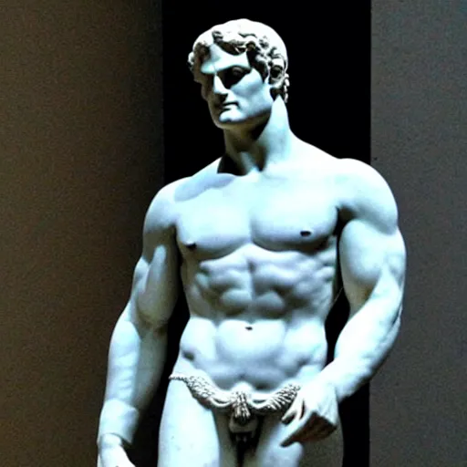 Image similar to henry cavill as a greek marble statue