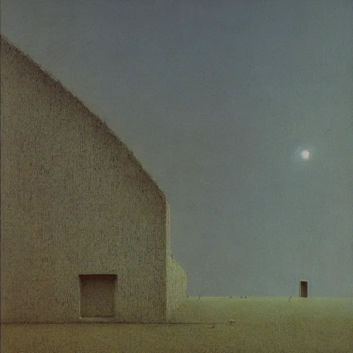 a building in a landscape, by zdzislaw beksinski | Stable Diffusion