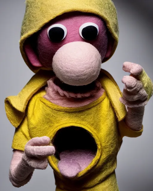 Prompt: jesse pinkman as a muppet. highly detailed felt. hyper real photo. 4 k.