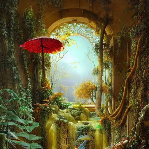 Image similar to paint surrealist 👁🍜🍄, ferdinand knab, high definition and detailed 4 k