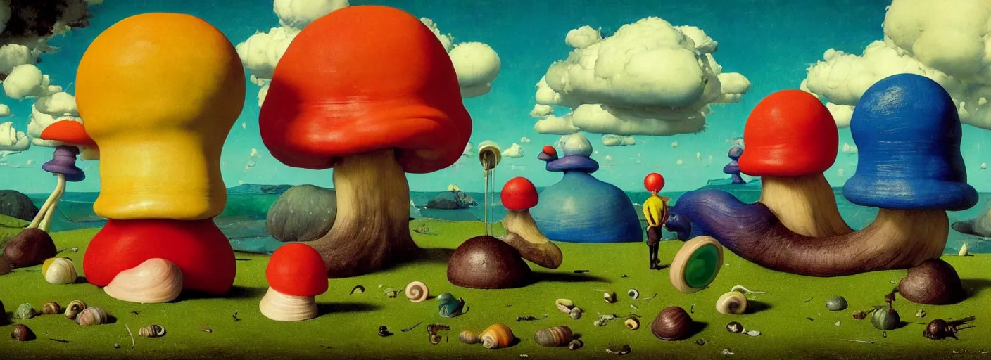 Prompt: surreal colorful single! clay snail toadstool concept art anatomy, action pose, very coherent and colorful high contrast masterpiece by norman rockwell franz sedlacek hieronymus bosch dean ellis simon stalenhag rene magritte gediminas pranckevicius, dark shadows, sunny day, hard lighting, reference sheet white! background