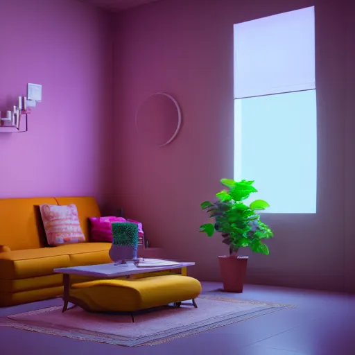 Image similar to small isometric living room, octane render, amazing colors, bloom, hdri, 8k high quality, trending on art station