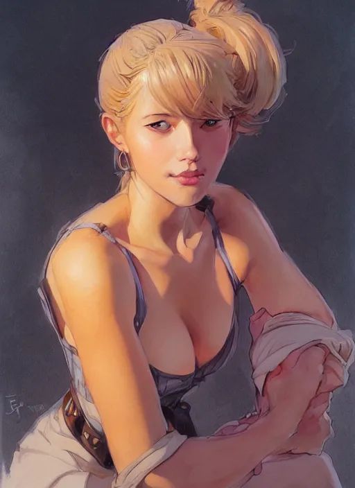 Image similar to a portrait of a pretty young lady by jesper ejsing