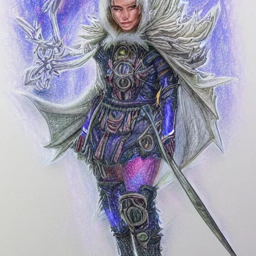 Prompt: Colored pencil art on paper, Frost Mage, highly detailed, artstation, Caran d'Ache Luminance