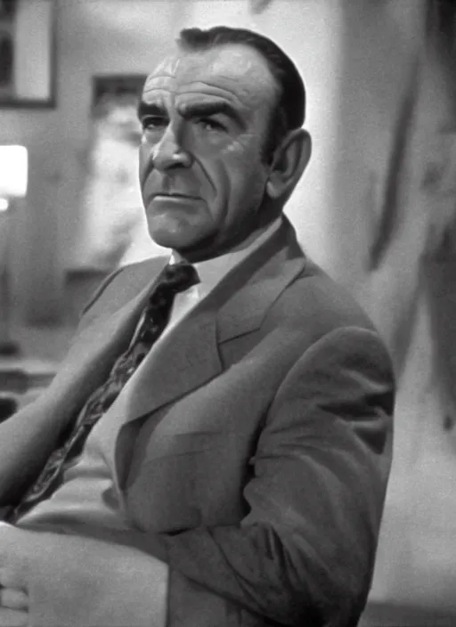 Image similar to film still of Sean Connery as Oskar Schindler in Schindler's List, 4k