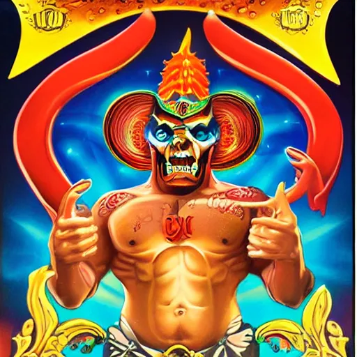 Image similar to loteria el diablito, studio photo