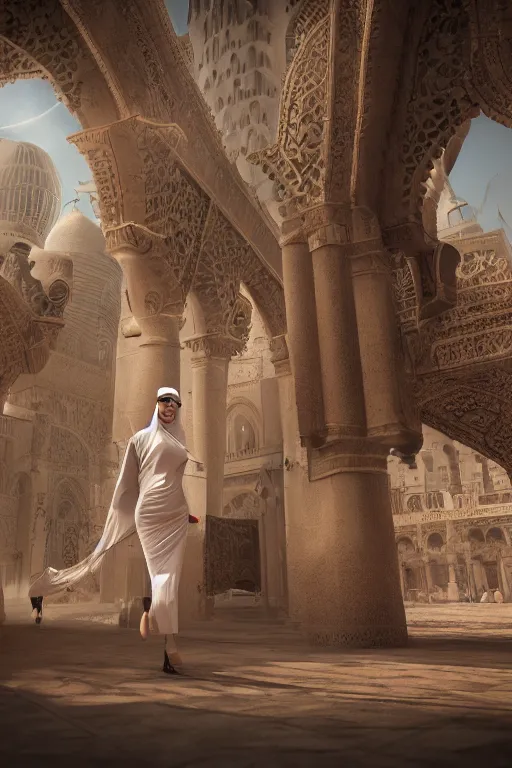 Image similar to arab wanita to go to dubai, ultra realistic, concept art, intricate details, highly detailed, photorealistic, octane render, 8 k