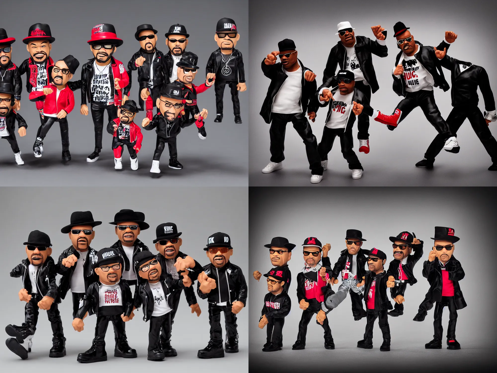 Prompt: run dmc as vinyl toys by huck gee, studio product photography, single strobe light, lowkey light,