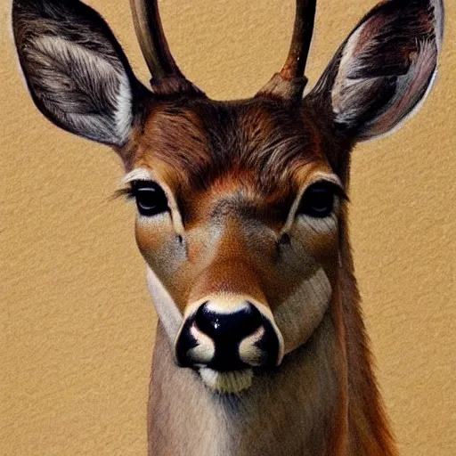 Image similar to a calming watercolour painting of a deer. deer portrait. symmetric. trending on artstation