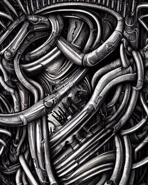 Image similar to black letter by hr giger, biomechanical, 4 k, hyper detailed