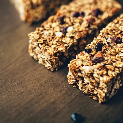 Image similar to close up high resolution photo of granola bar, very tasty, food photography, instagram, trending