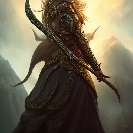 Image similar to Majestic and regal portrait of a riveting High Elf nobility, intricate, epic, elegant, menacing, fantasy, photo realistic, digital painting, hard focus, beautiful volumetric lighting, epic light, ultra detailed, by Leesha Hannigan, Ross Tran, Thierry Doizon, Kai Carpenter, Ignacio Fernández Ríos