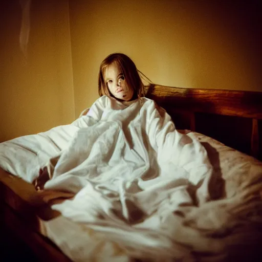 Image similar to ghost girl in bed at night