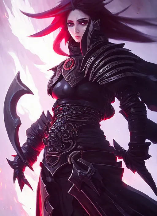 Prompt: beautiful necromancer wears leather armor with fire and thunder, attarctive face, anime key visual, highly detailed, sharp focus, concept art, league of legends, style by shumolly and monable and artgerm and greg rutkowski and zeronis and pilyeon and ruan jia