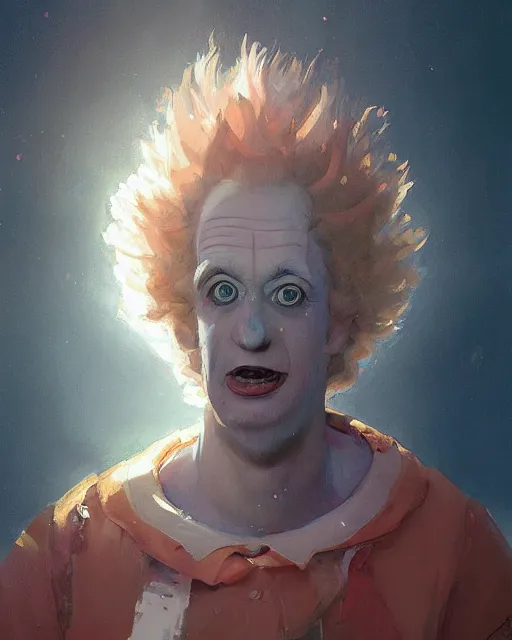 Prompt: krusty the clown in a spaceship pilot dress, portrait, illustration, rim light, top light, perfectly shaded, spring time, slight overcast lighting, soft painting, art by krenz cushart and wenjun lin