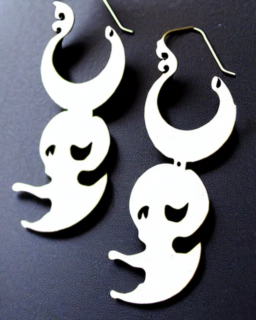 Image similar to tim burton spooky monster, 2 d lasercut earrings,