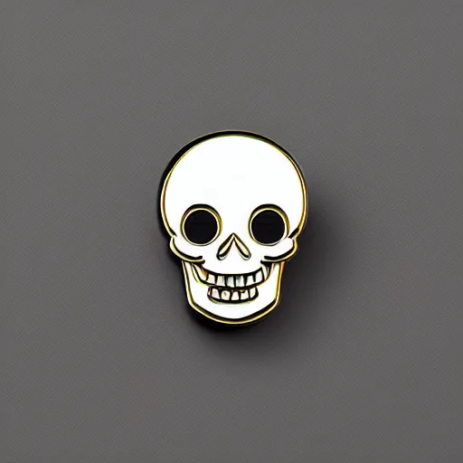 Image similar to a retro vintage minimalistic smiling skull with fire flame enamel pin, hd, concept art