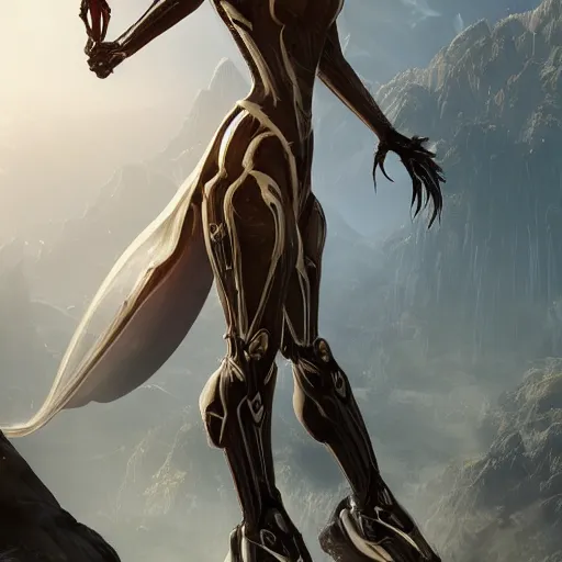 Image similar to beautiful and stunning giant female warframe, doing an elegant pose, looming over ant pov, about to step on and pov, slick elegant design, sharp claws, detailed shot, feet and hands, highly detailed art, epic cinematic shot, realistic, professional digital art, high end digital art, DeviantArt, artstation, Furaffinity, 8k HD render, epic lighting, depth of field