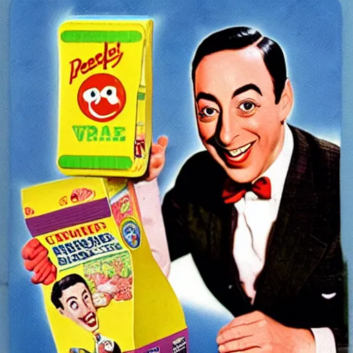 Image similar to peewee herman vintage cereal box, photo