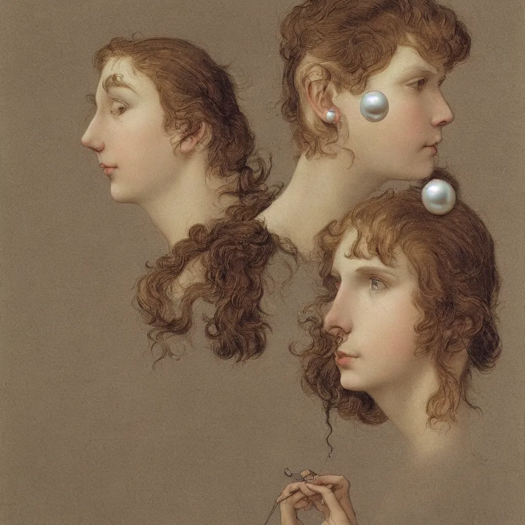 Image similar to girl with a pearl earringl, highly detailed, comicstyle, by caspar david friedrich