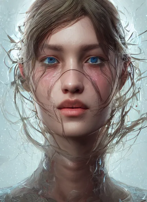 Image similar to belle, au naturel, hyper detailed, digital art, trending in artstation, cinematic lighting, studio quality, smooth render, fluorescent skin, unreal engine 5 rendered, octane rendered, art style by klimt and nixeu and ian sprigger and wlop and krenz cushart