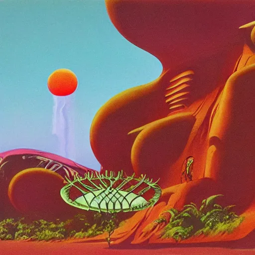 Image similar to roger dean art of a retro alien