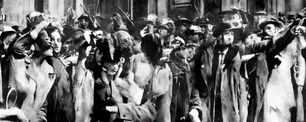 Image similar to revolution in 1 9 2 3 paris, angelina jolie delivers a speech, noir, photorealistic