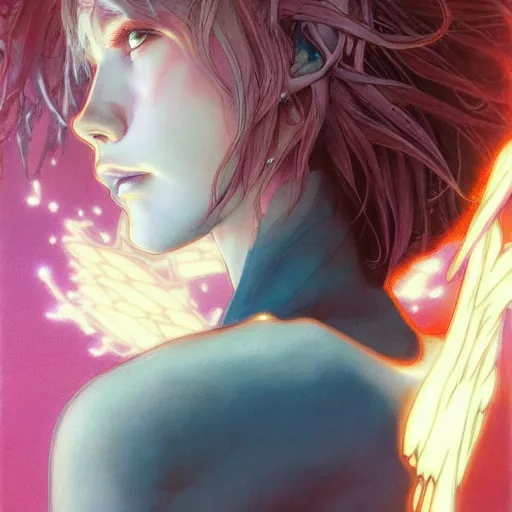 Image similar to prompt : lightning portrait soft light painted by james jean and katsuhiro otomo and erik jones, inspired by evangeleon anime, smooth face feature, intricate oil painting, high detail illustration, sharp high detail, manga and anime 1 9 9 9